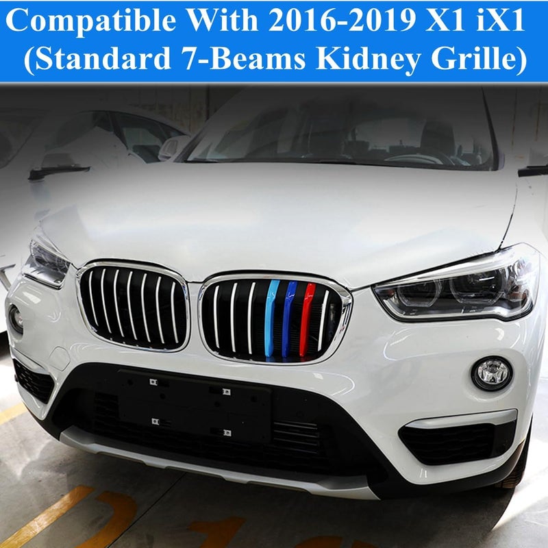 Goodream Tricolored Grille Insert Trims Compatible With BMW 2016-2019 X1 Accessories for w/Standard 7-Beams Kidney Grille - Image 2